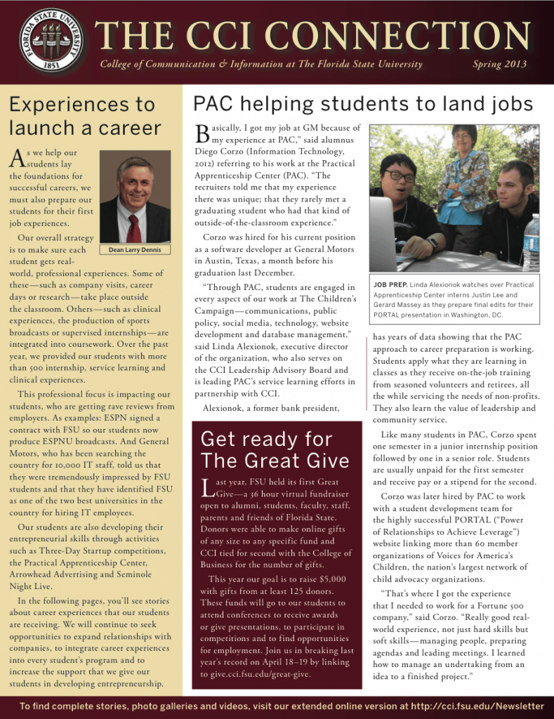 Spring 2013 CCI Connection Newsletter