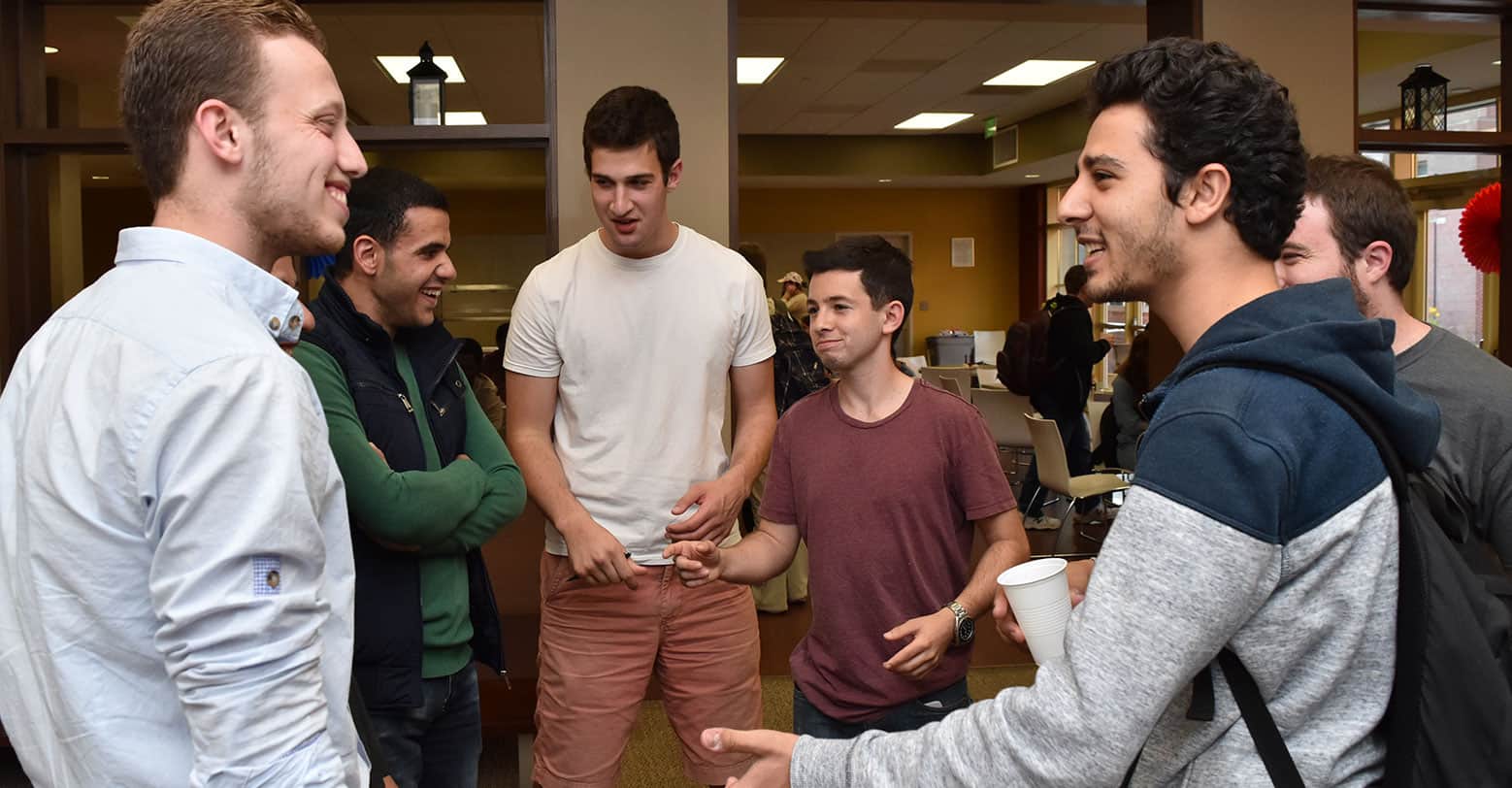 International students gathering at a meeting